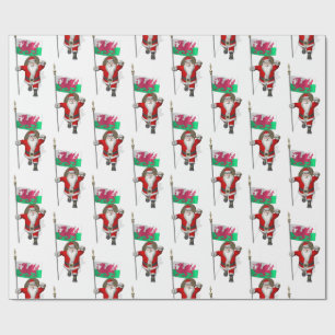 Santa Claus With Ensign Of Wales Wrapping Paper