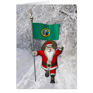 Santa Claus With Ensign Of  Washington