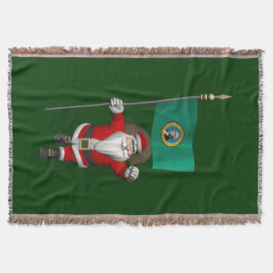 Santa Claus With Ensign Of  Washington Throw Blanket