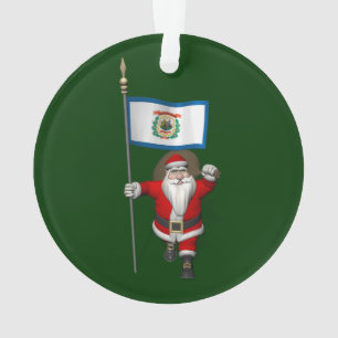 Santa Claus With Ensign Of West Virginia Ornament