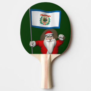 Santa Claus With Ensign Of West Virginia Ping Pong Paddle