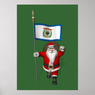 Santa Claus With Ensign Of West Virginia Poster