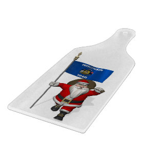 Santa Claus With Ensign Of Wisconsin Cutting Board