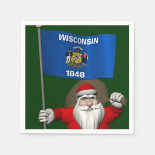 Santa Claus With Ensign Of Wisconsin Napkin