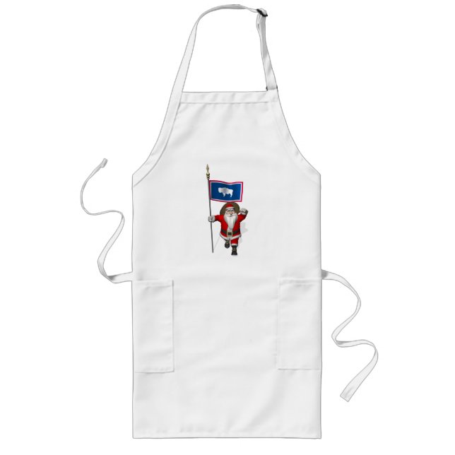 Santa Claus With Ensign Of Wyoming Long Apron (Front)