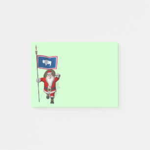 Santa Claus With Ensign Of Wyoming Post-it Notes