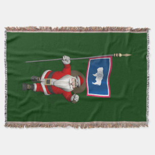 Santa Claus With Ensign Of Wyoming Throw Blanket