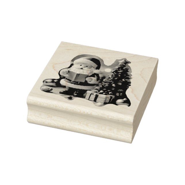 Santa Claus with Fir Tree in 3D -  Rubber Stamp (Stamp)