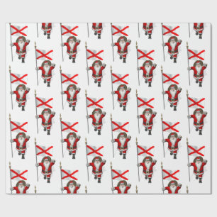 Santa Claus With Flag Of Alabama Wrapping Paper