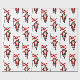 Santa Claus With Flag Of Alabama Wrapping Paper