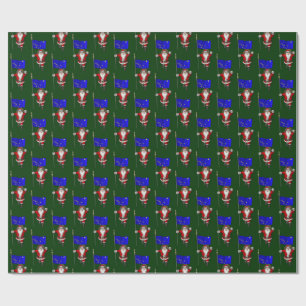 Santa Claus With Flag Of Alaska Wrapping Paper