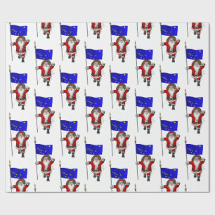 Santa Claus With Flag Of Alaska Wrapping Paper