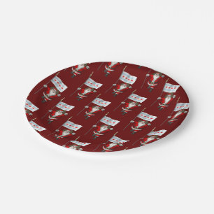 Santa Claus With Flag Of Chicago Paper Plate