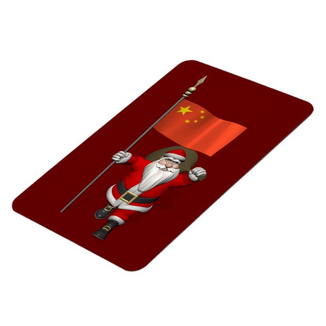 Santa Claus With Flag Of China Magnet (Left Side)
