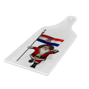 Santa Claus With Flag Of Croatia Cutting Board