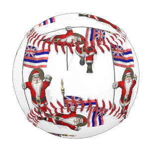 Santa Claus With Flag Of Hawaii Baseball