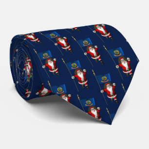 Santa Claus With Flag Of  Idaho Tie