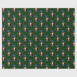 Santa Claus With Flag Of  Idaho Wrapping Paper