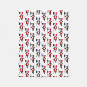 Santa Claus With Flag Of Iowa Fleece Blanket