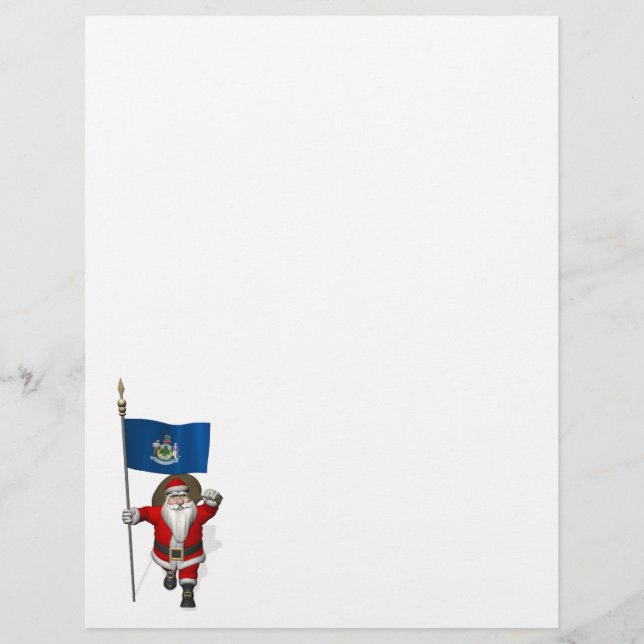 Santa Claus With Flag Of Maine (Front)