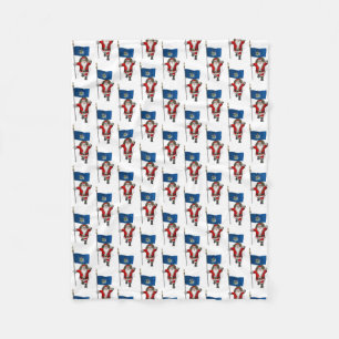Santa Claus With Flag Of Maine Fleece Blanket