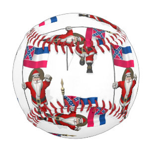 Santa Claus With Flag Of Mississippi Baseball