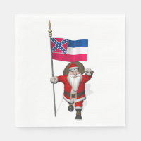 Santa Claus With Flag Of Mississippi