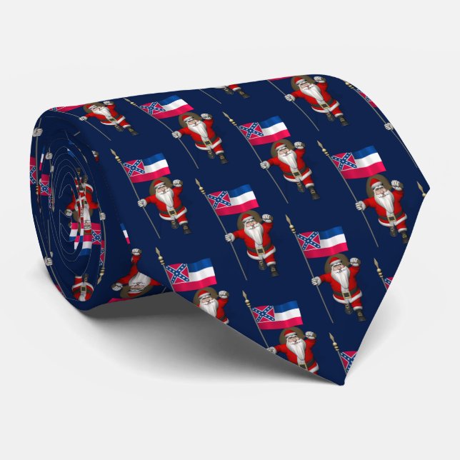 Santa Claus With Flag Of Mississippi Tie (Rolled)