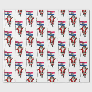 Santa Claus With Flag Of Missouri Wrapping Paper