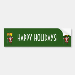 Santa Claus With Flag Of New Brunswick CDN Bumper Sticker
