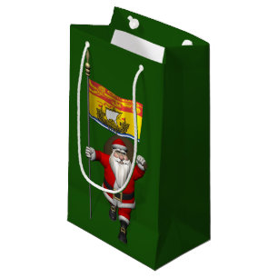 Santa Claus With Flag Of New Brunswick CDN Small Gift Bag