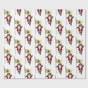 Santa Claus With Flag Of New Jersey Wrapping Paper