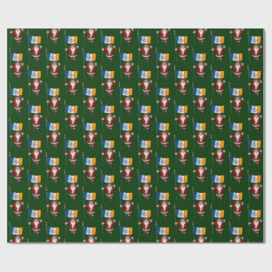 Santa Claus With Flag Of New York City Wrapping Paper