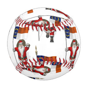 Santa Claus With Flag Of North Carolina Baseball