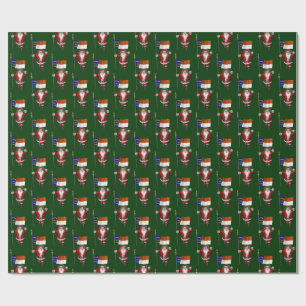 Santa Claus With Flag Of North Carolina Wrapping Paper