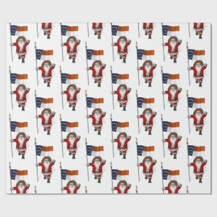 Santa Claus With Flag Of North Carolina Wrapping Paper