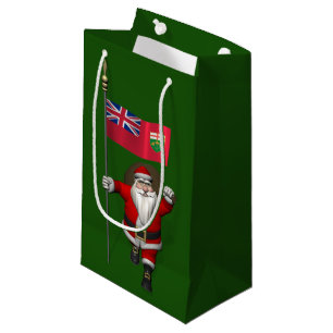 Santa Claus With Flag Of Ontario CDN Small Gift Bag