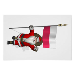 Santa Claus With Flag Of Poland Poster