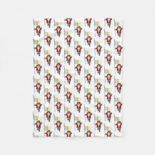 Santa Claus With Flag Of Rhode Island Fleece Blanket