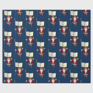 Santa Claus With Flag Of Rhode Island Wrapping Paper