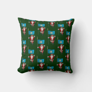 Santa Claus With Flag Of South Dakota Cushion