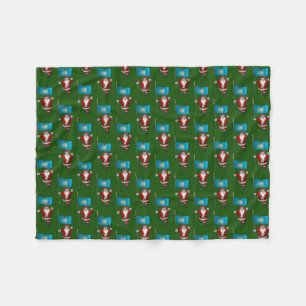 Santa Claus With Flag Of South Dakota Fleece Blanket