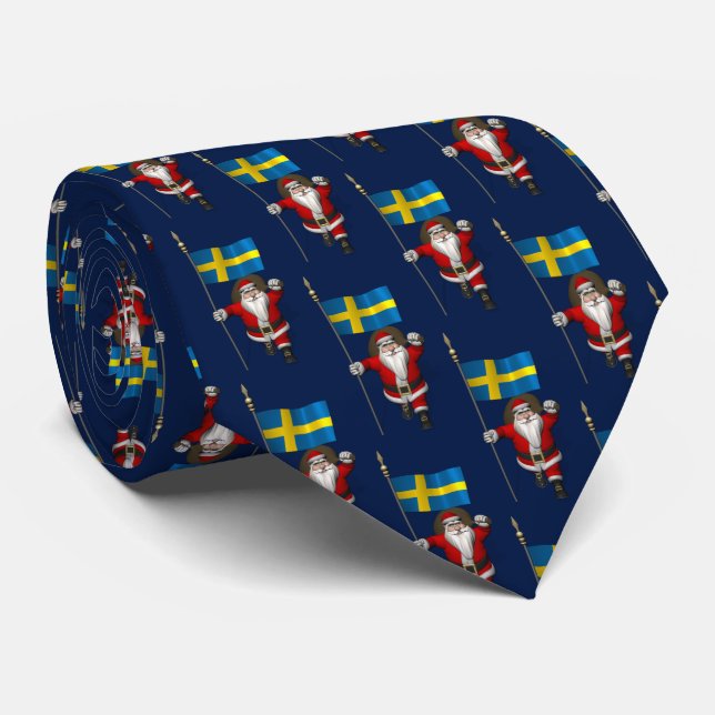 Santa Claus With Flag Of Sweden Tie (Rolled)