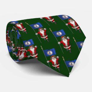 Santa Claus With Flag Of Virginia Tie