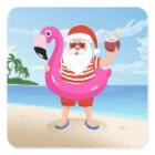 Santa Claus with flamingo inflatable ring