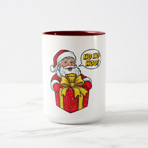 Santa Claus with Gift Box Christmas Two-Tone Coffee Mug