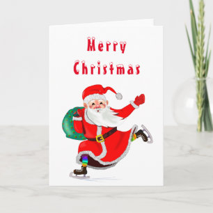 Santa Claus with Gift Christmas Card