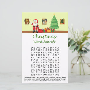 Santa claus with gifts christmas word search game