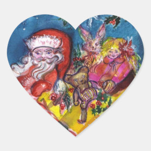 SANTA CLAUS WITH GIFTS Heart Sticker