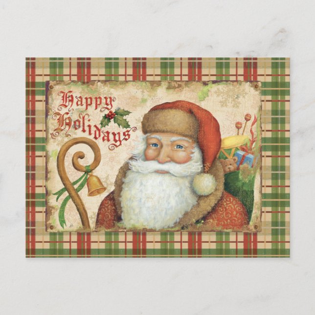 Santa Claus with Gifts Holiday Postcard (Front)
